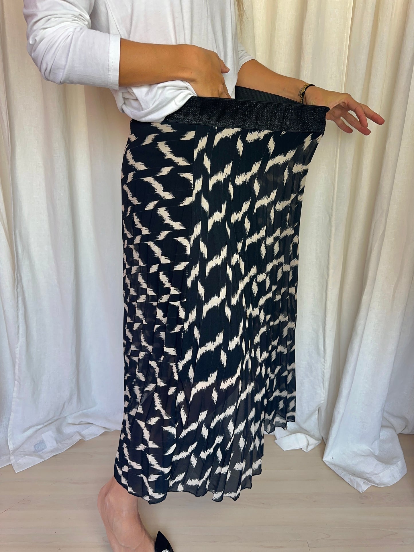Rok Senses plissé print zwart,beige onesize