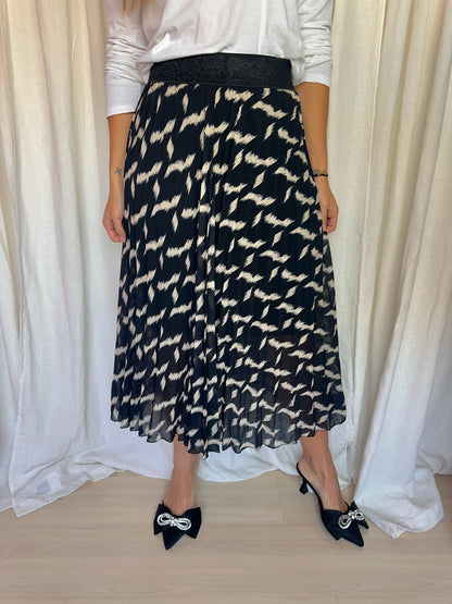 Rok Senses plissé print zwart,beige onesize