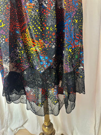 Rok Zadig&Voltaire zijde print kant zwart maat M