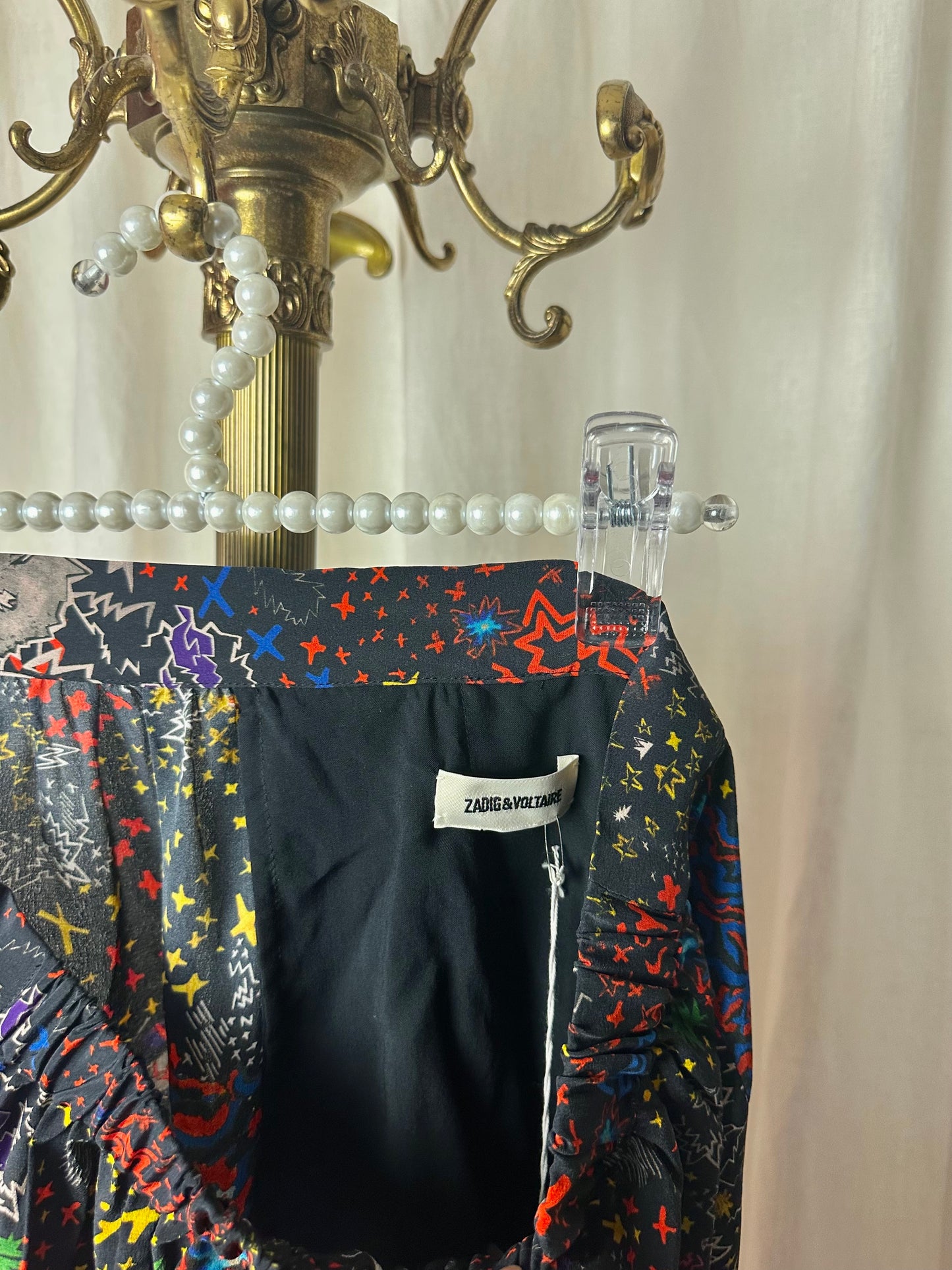 Rok Zadig&Voltaire zijde print kant zwart maat M