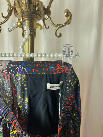 Rok Zadig&Voltaire zijde print kant zwart maat M