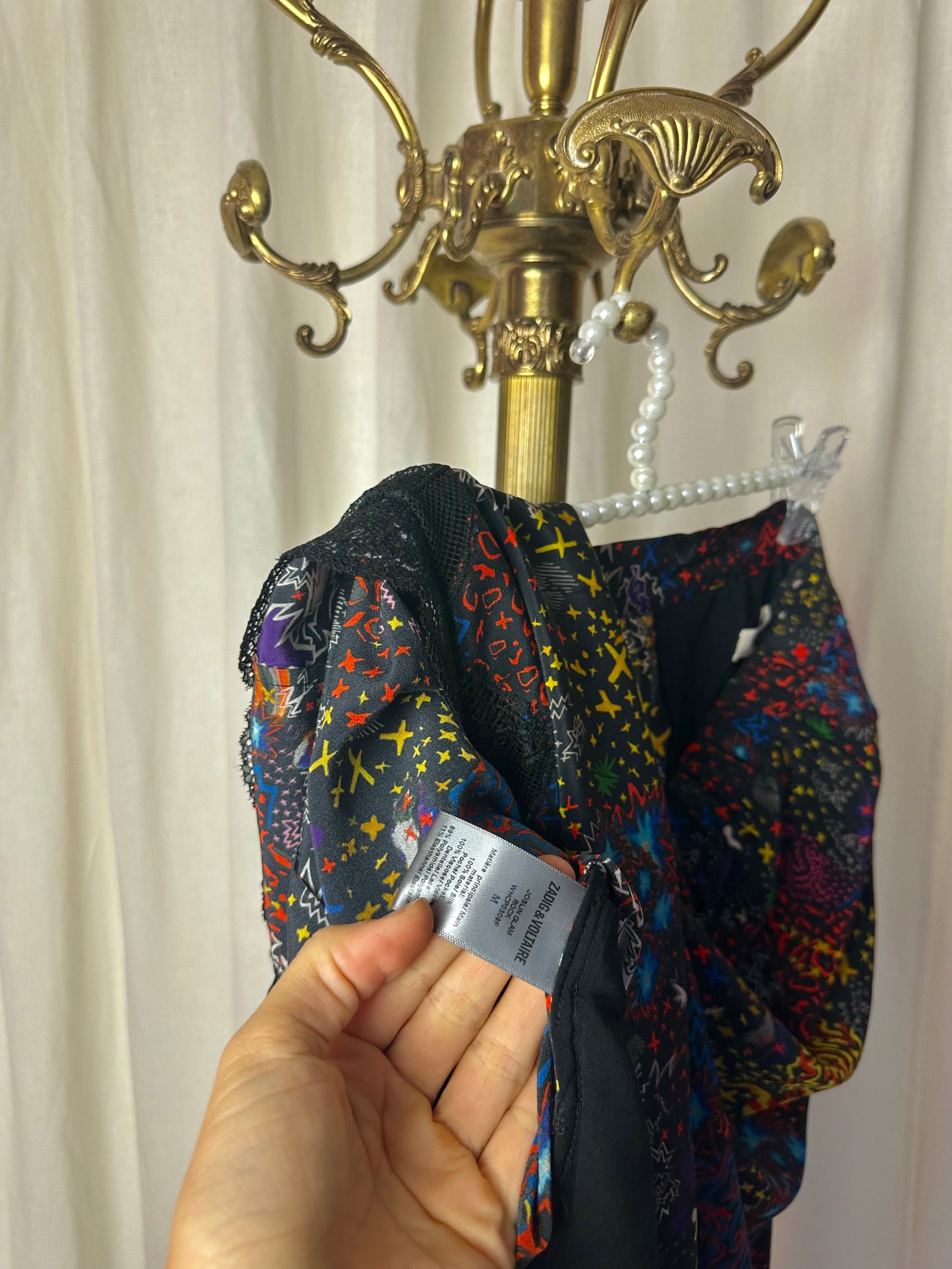 Rok Zadig&Voltaire zijde print kant zwart maat M