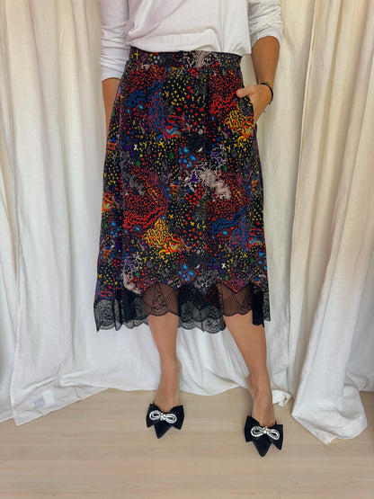 Rok Zadig&Voltaire zijde print kant zwart maat M