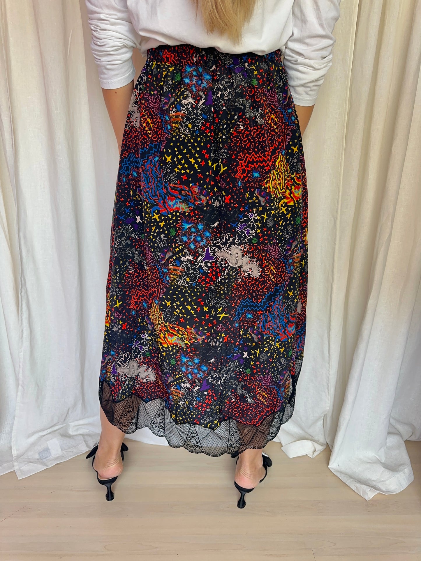 Rok Zadig&Voltaire zijde print kant zwart maat M