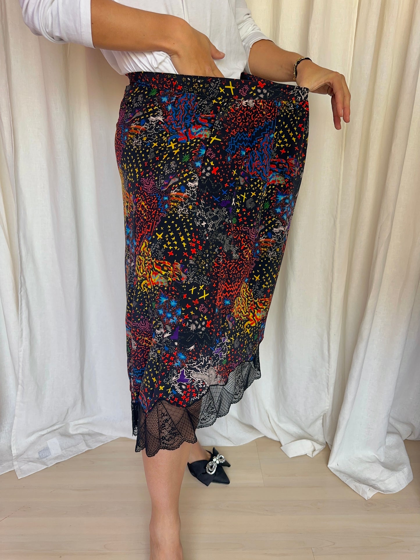 Rok Zadig&Voltaire zijde print kant zwart maat M