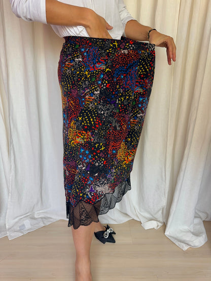 Rok Zadig&Voltaire zijde print kant zwart maat M