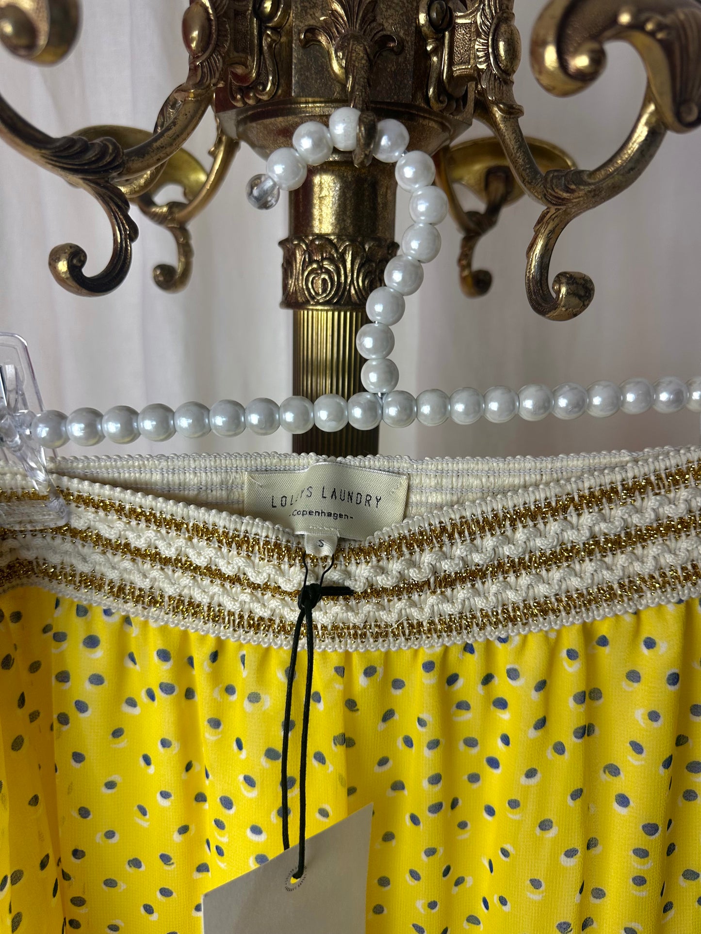 Set (Blouse Isabel+Rok Bonny maxi) Lollys Laundry stippen geel,blauw maat S/M