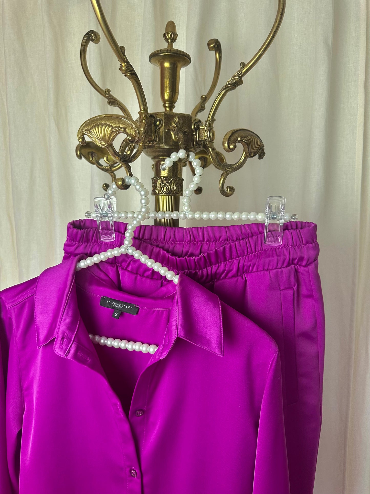 Set (Blouse+Broek) My Jewellery magenta maat S