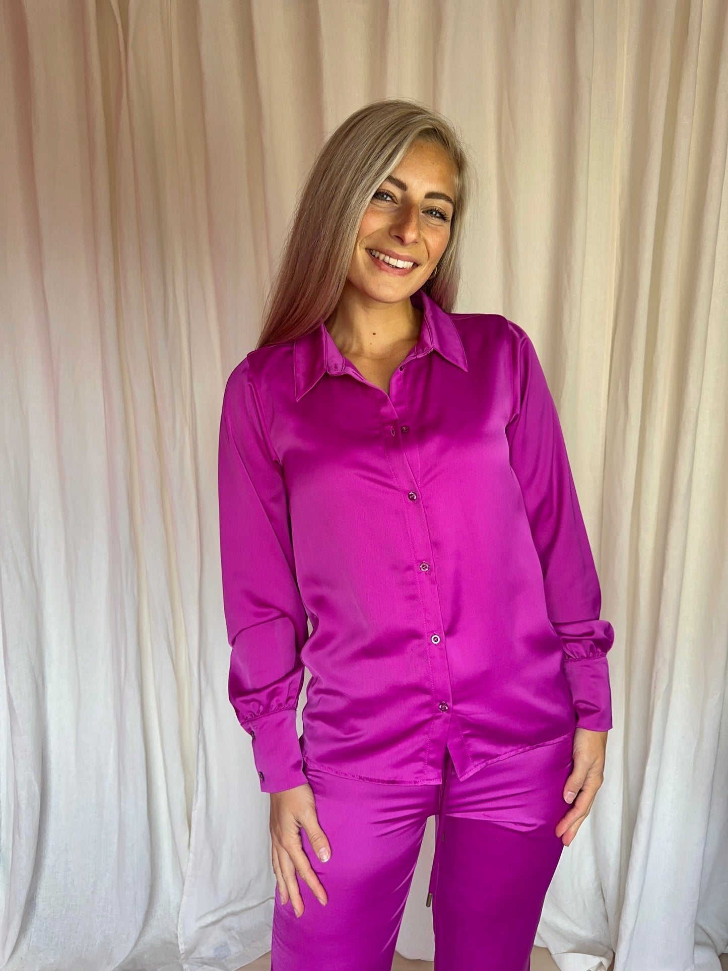 Set (Blouse+Broek) My Jewellery magenta maat S