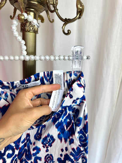 Set (Blouse+Broek) ZARA print cobalt maat XS