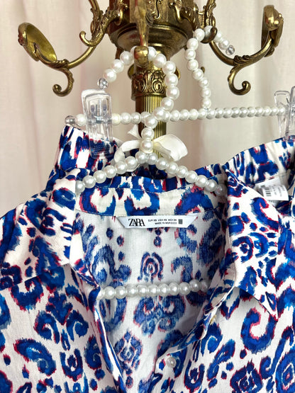 Set (Blouse+Broek) ZARA print cobalt maat XS