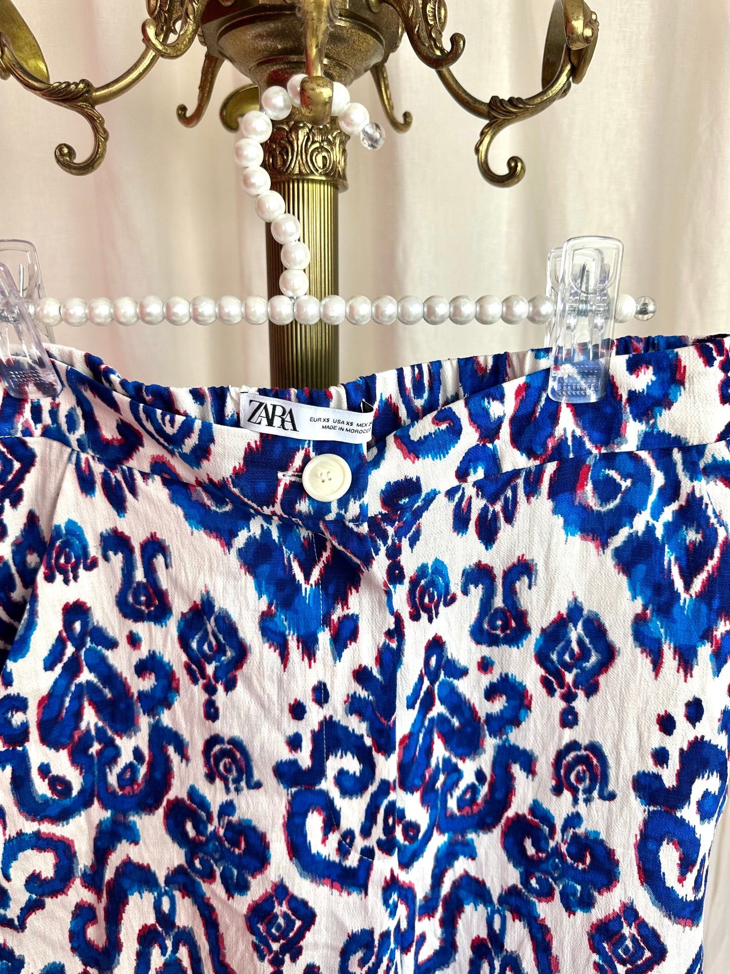 Set (Blouse+Broek) ZARA print cobalt maat XS