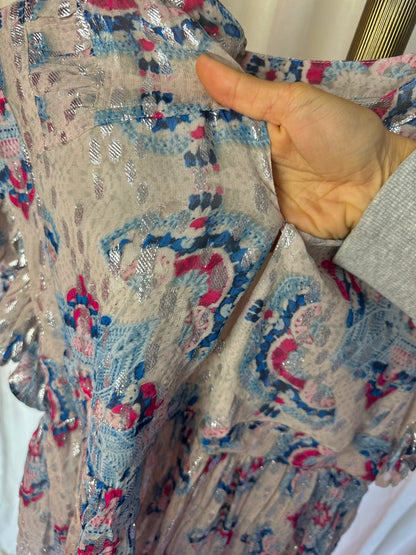 Set (Blouse+Rok Jeremia) Berenice print blauw,lichtroze,zilver maat 36