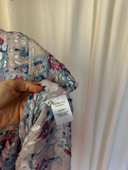 Set (Blouse+Rok Jeremia) Berenice print blauw,lichtroze,zilver maat 36