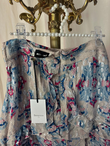 Set (Blouse+Rok Jeremia) Berenice print blauw,lichtroze,zilver maat 36