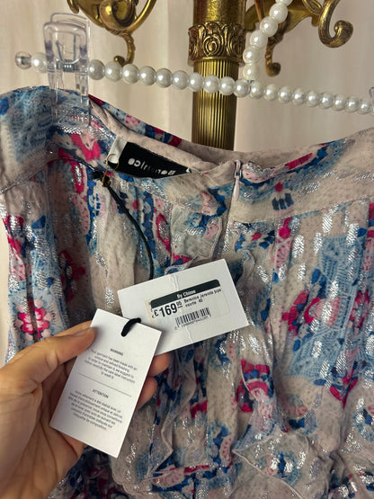 Set (Blouse+Rok Jeremia) Berenice print blauw,lichtroze,zilver maat 36