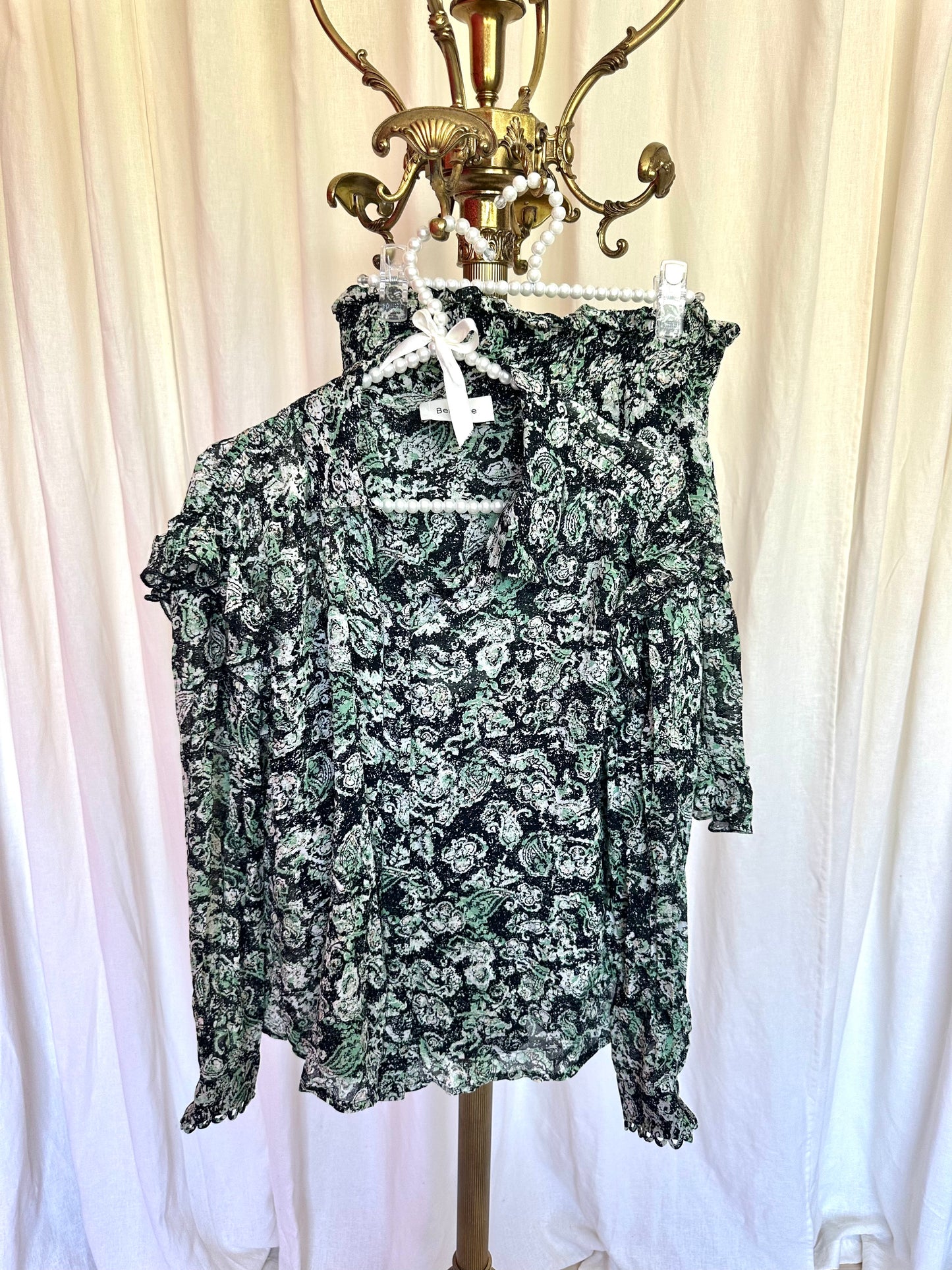 Set (Blouse+Rok) Berenice Paris print groen,zwart maat 40