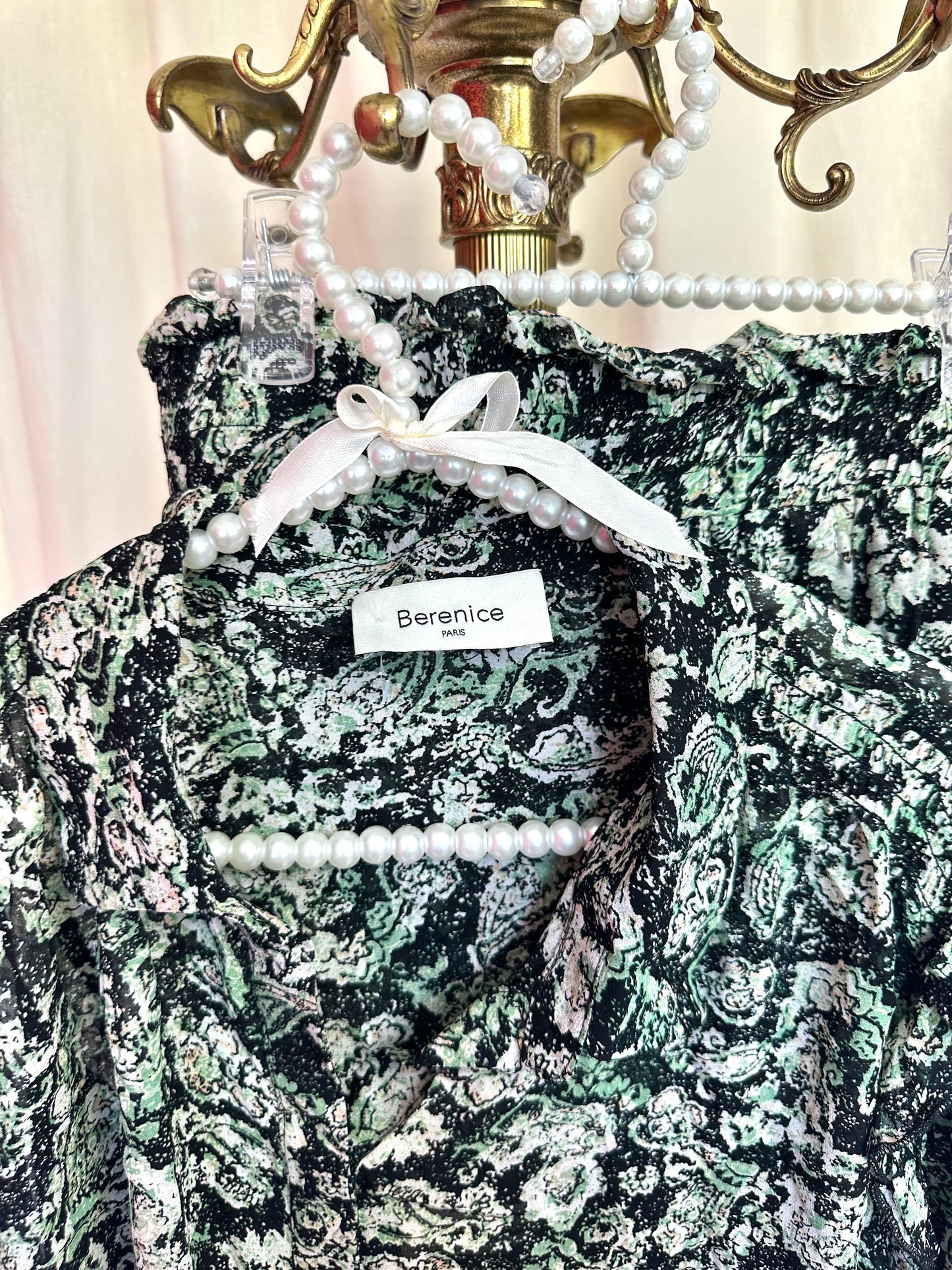 Set (Blouse+Rok) Berenice Paris print groen,zwart maat 40