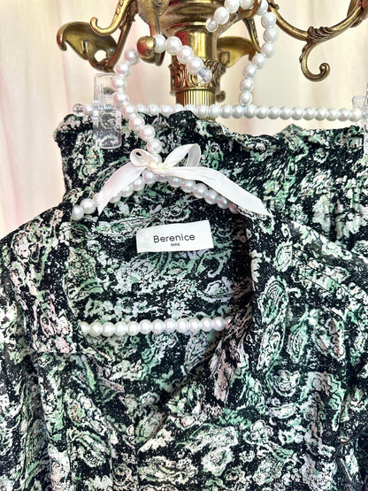 Set (Blouse+Rok) Berenice Paris print groen,zwart maat 40