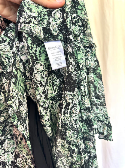 Set (Blouse+Rok) Berenice Paris print groen,zwart maat 40