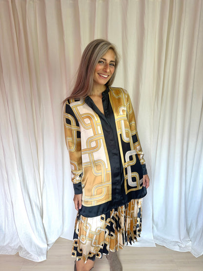 Set (Blouse+Rok) H&M print bruin,zwart maat L/XL