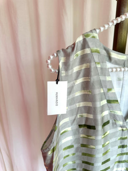 Set (Blouse+Rok) Humanoid print grijs,groen maat XS/S