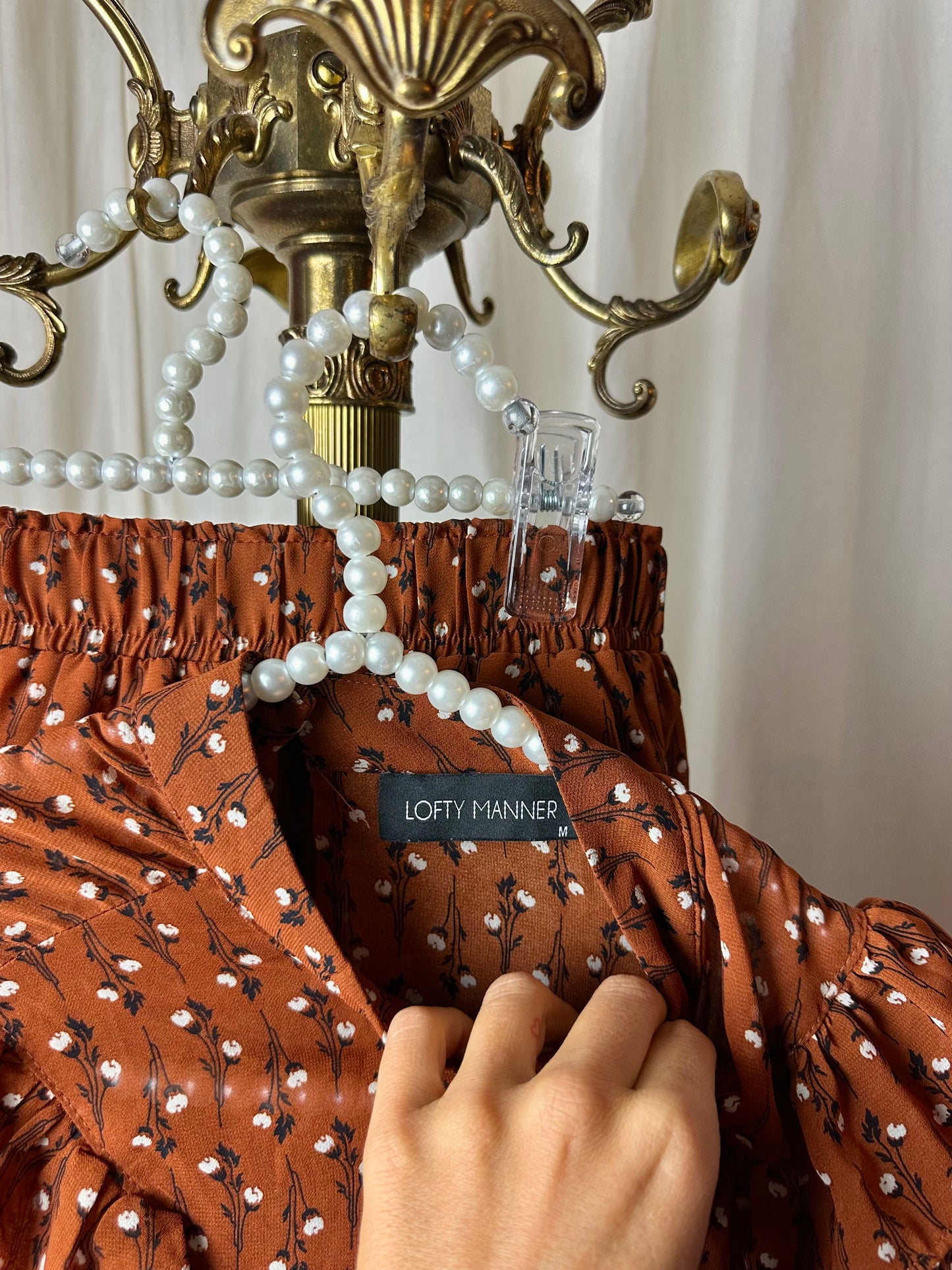 Set (Blouse+Rok) Lofty Manner print roestbruin maat S/M