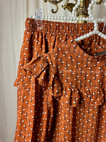 Set (Blouse+Rok) Lofty Manner print roestbruin maat S/M