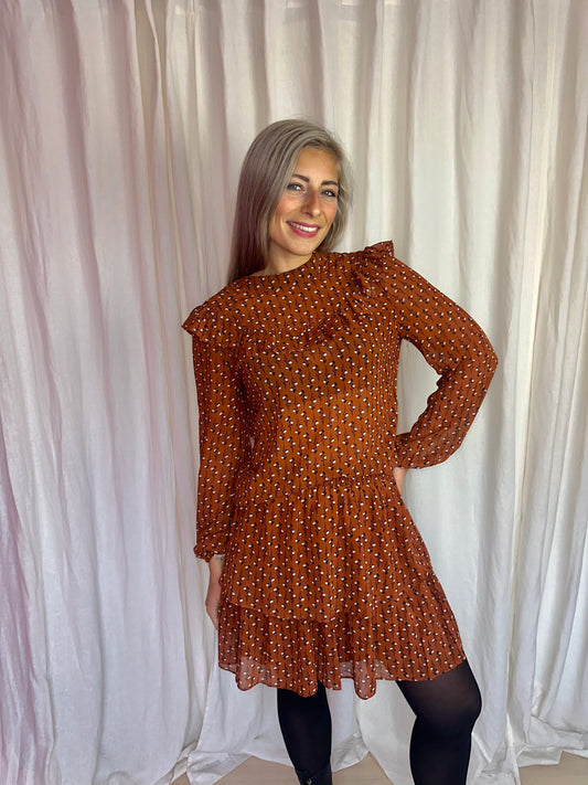 Set (Blouse+Rok) Lofty Manner print roestbruin maat S/M