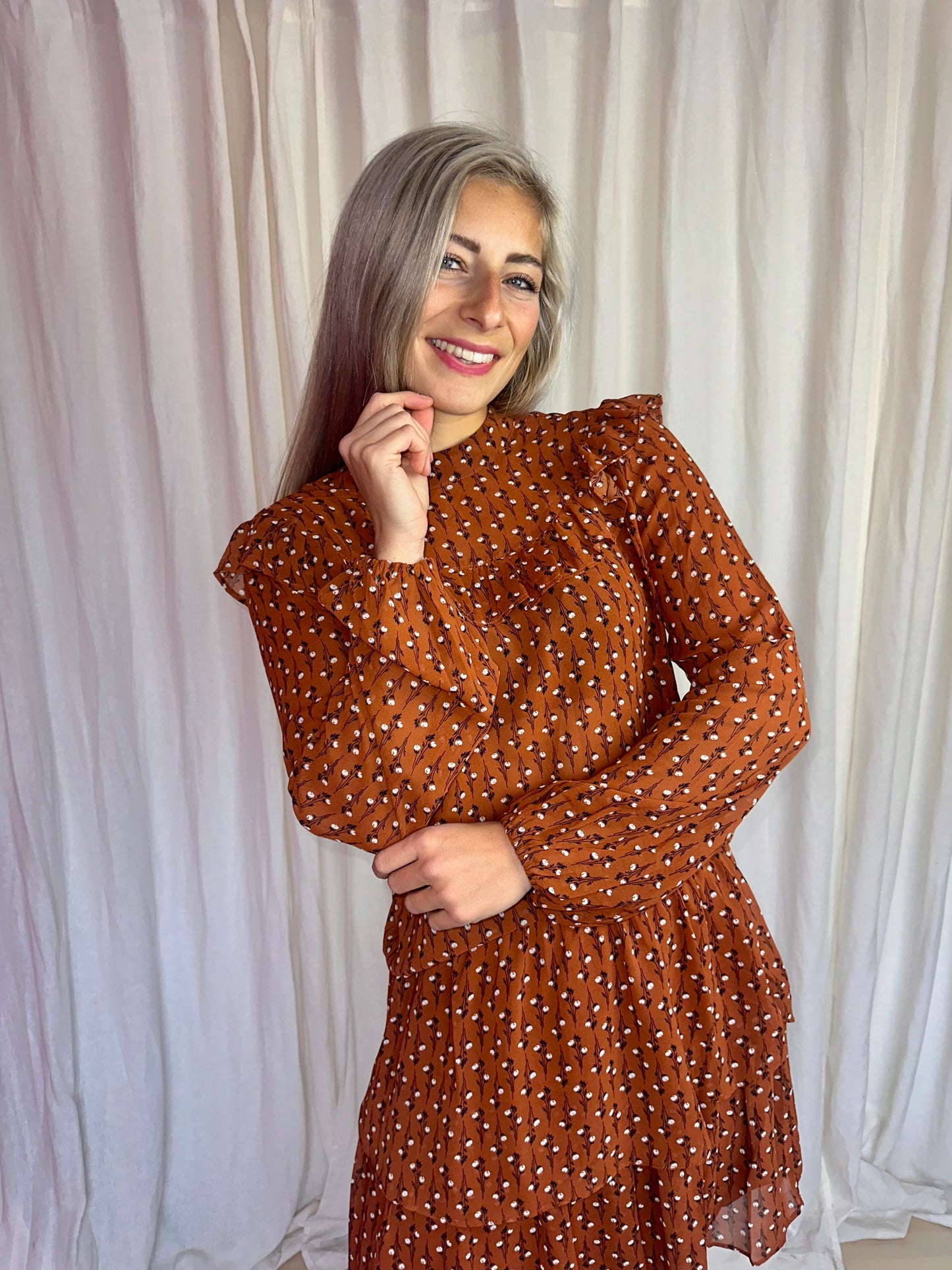 Set (Blouse+Rok) Lofty Manner print roestbruin maat S/M