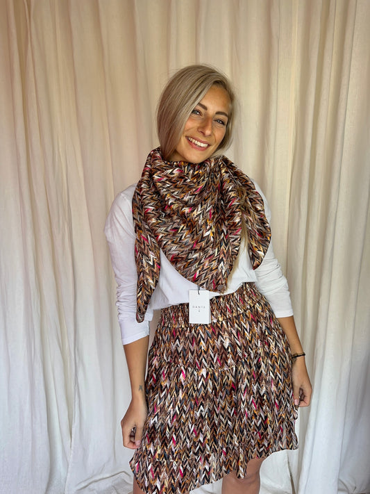 Set (Rok Wonderous+Sjaal Getlucky) Dante6 zigzag print multi-colour,bruin maat 4