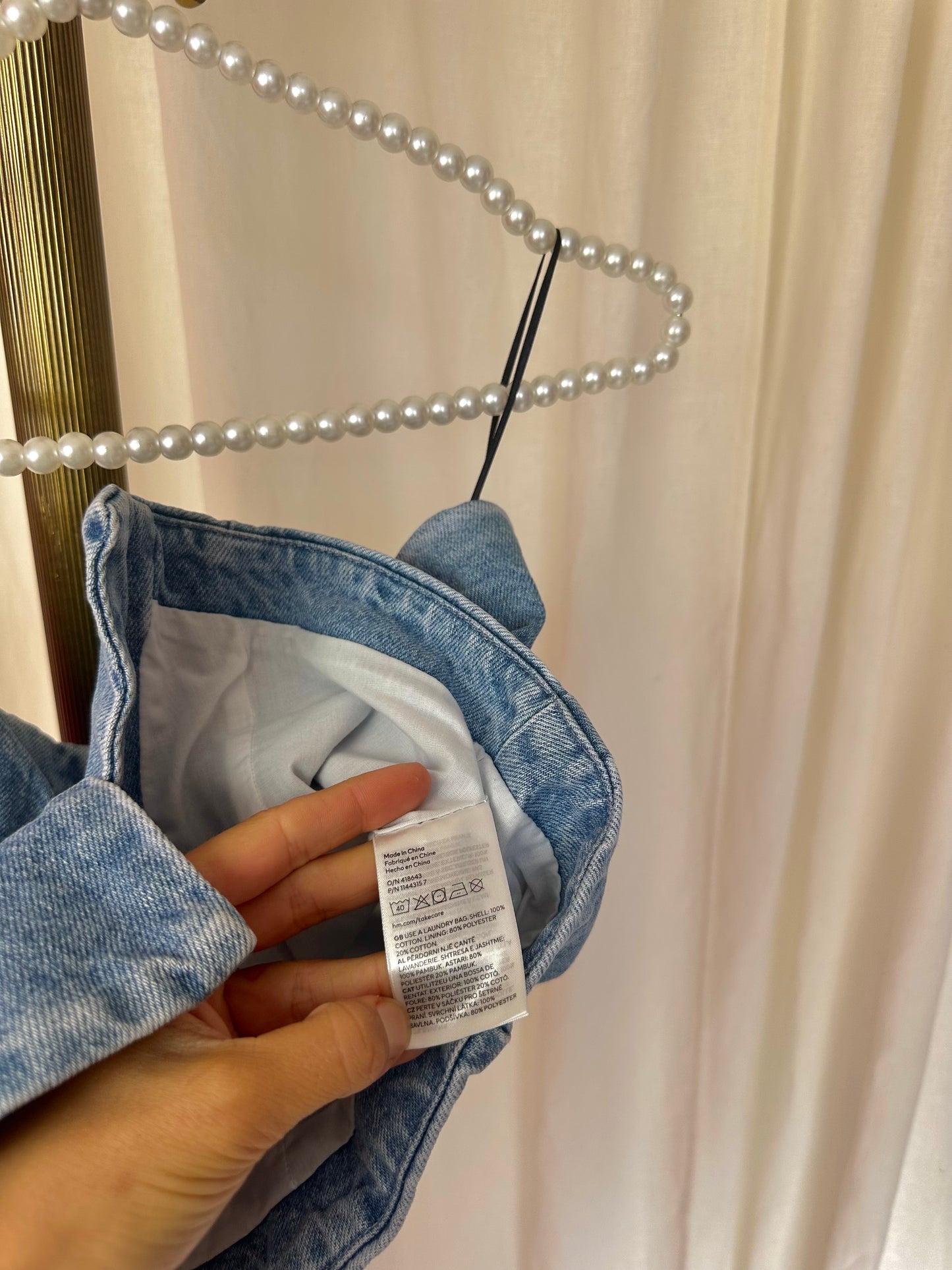 Set (Strapless top+Jeans) H&M viral denim strass stenen maat 36
