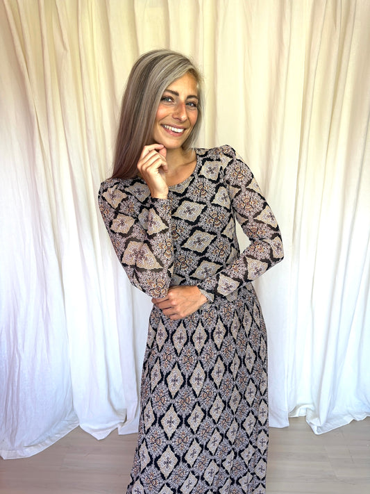 Set (Top+Rok) Freequent print bruin maat M