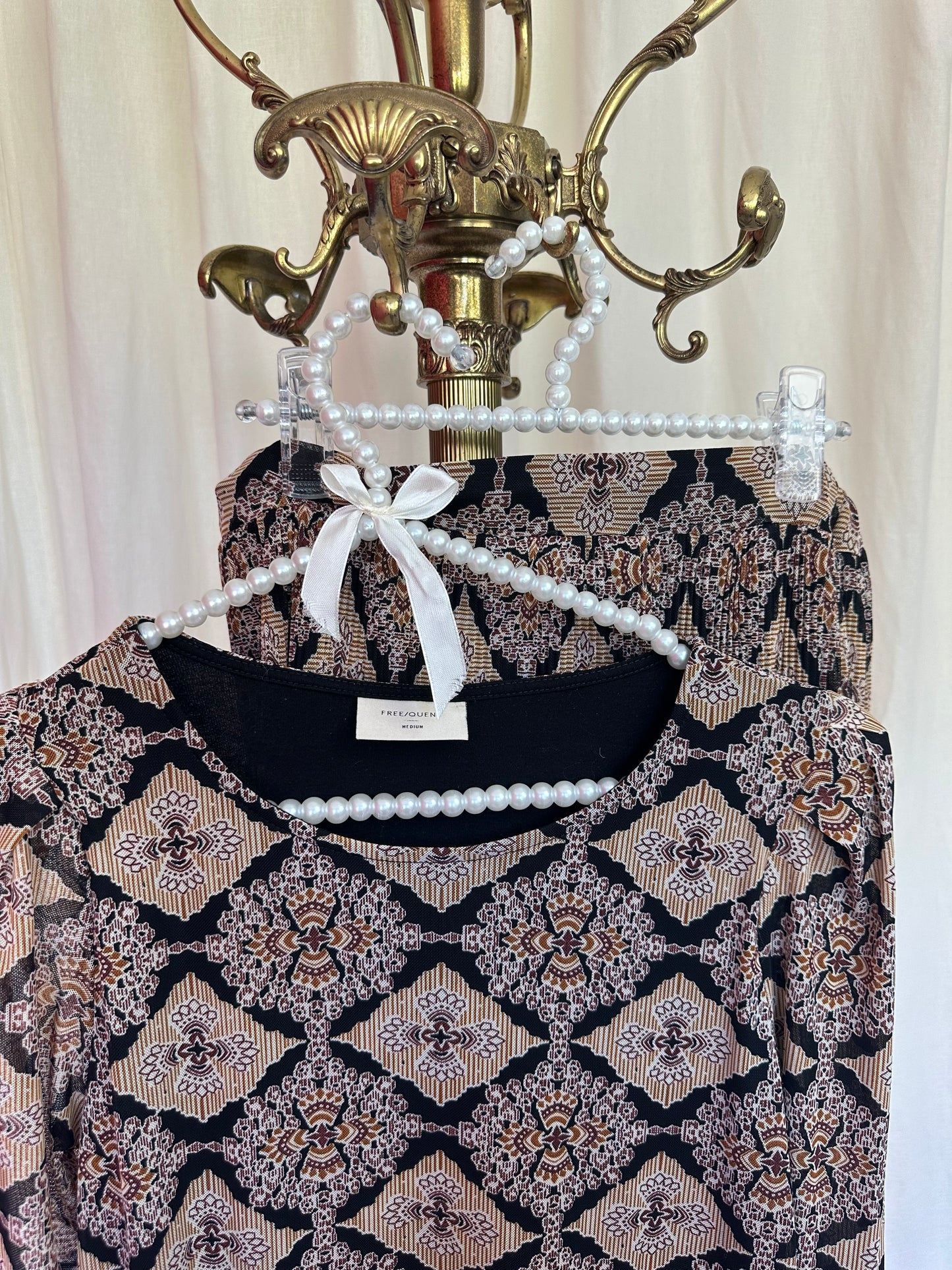 Set (Top+Rok) Freequent print bruin maat M
