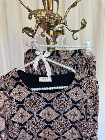 Set (Top+Rok) Freequent print bruin maat M