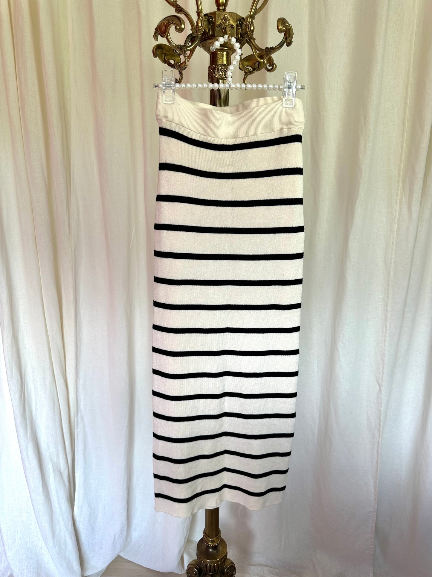Set (Trui+Rok) H&M gebreid streep beige,zwart maat XS