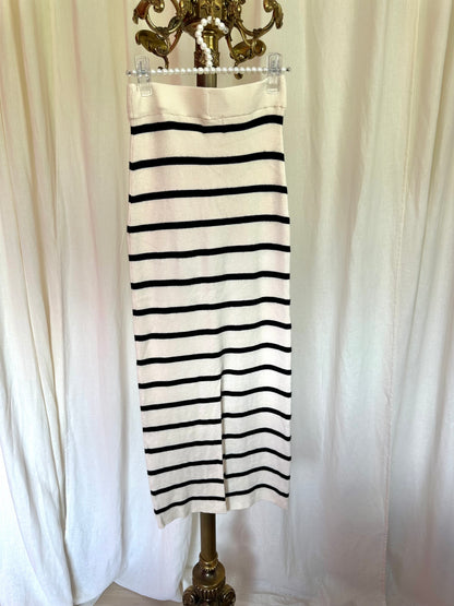 Set (Trui+Rok) H&M gebreid streep beige,zwart maat XS