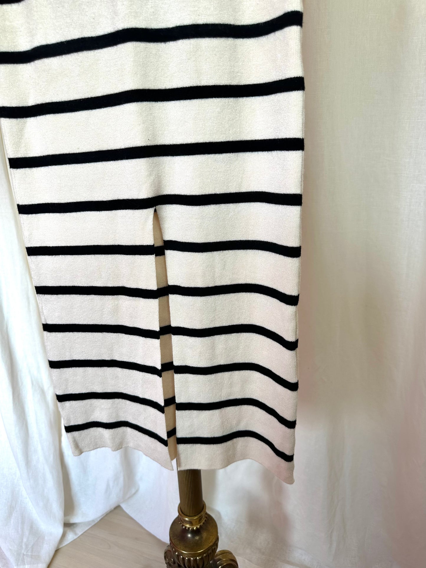 Set (Trui+Rok) H&M gebreid streep beige,zwart maat XS