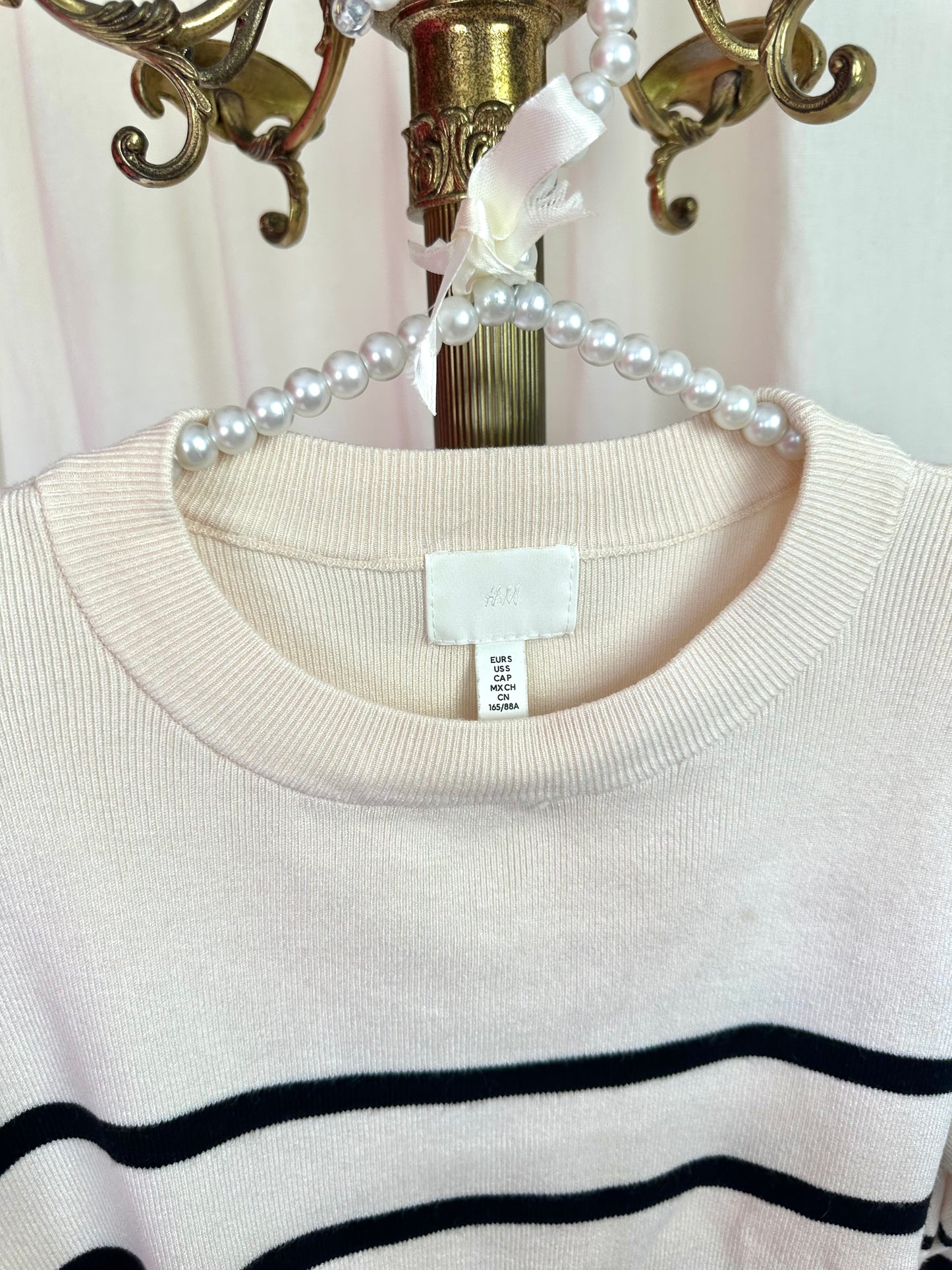 Set (Trui+Rok) H&M gebreid streep beige,zwart maat XS