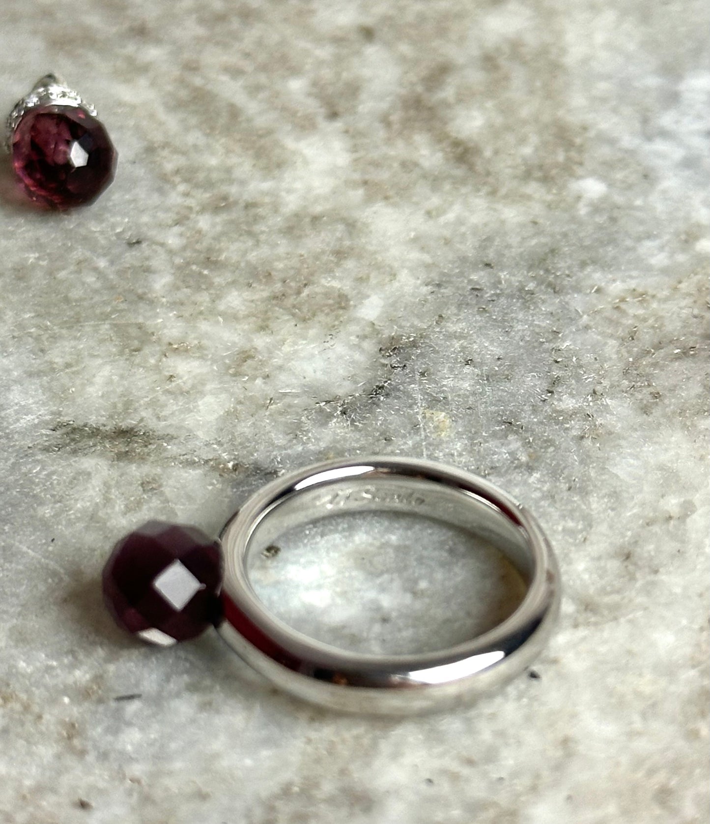 Set (ring & oorbellen bedels) Ti Sento Milano zilver/paars