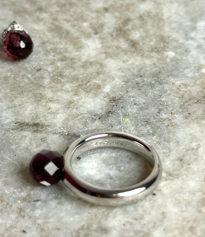 Set (ring & oorbellen bedels) Ti Sento Milano zilver/paars