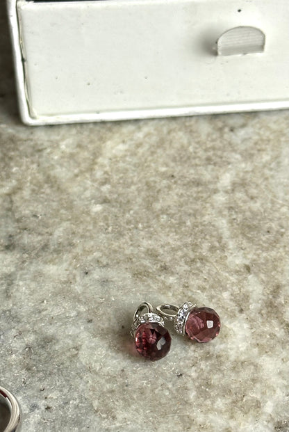 Set (ring & oorbellen bedels) Ti Sento Milano zilver/paars