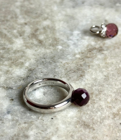Set (ring & oorbellen bedels) Ti Sento Milano zilver/paars