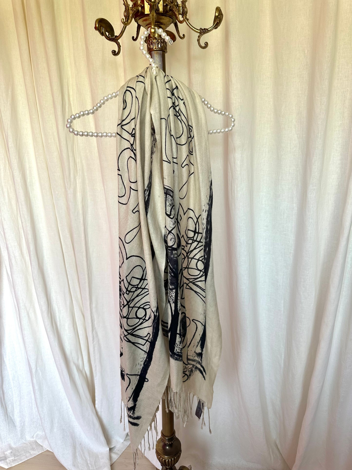 Sjaal Dante6 beige,zwart