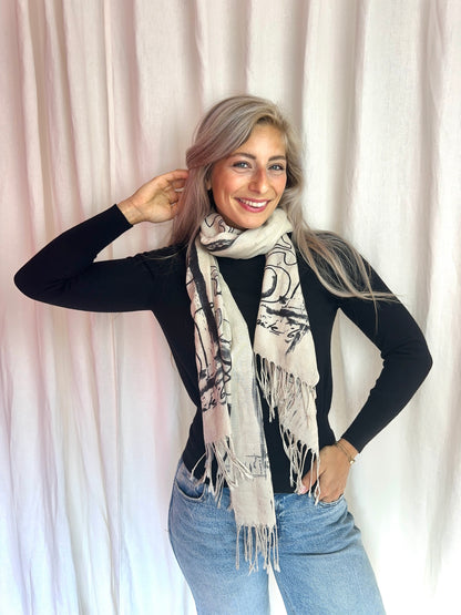 Sjaal Dante6 beige,zwart
