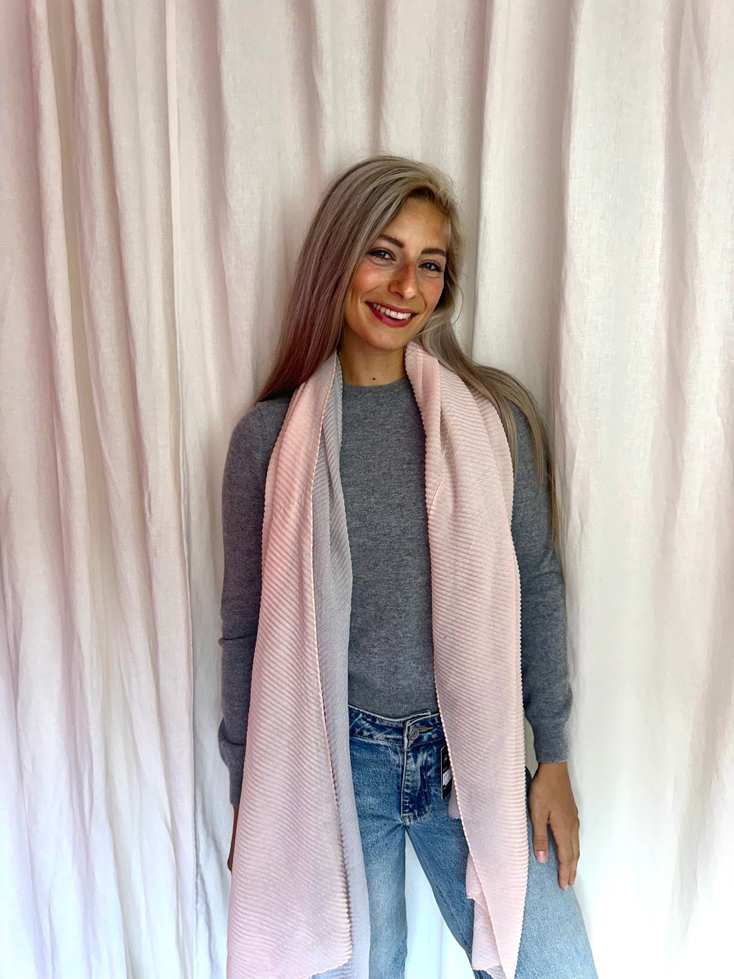 Sjaal Fashion Best Emilie grijs,lichtroze