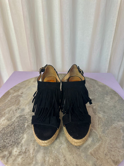 Sleehakken Kanna franjes zwart suede maat 37