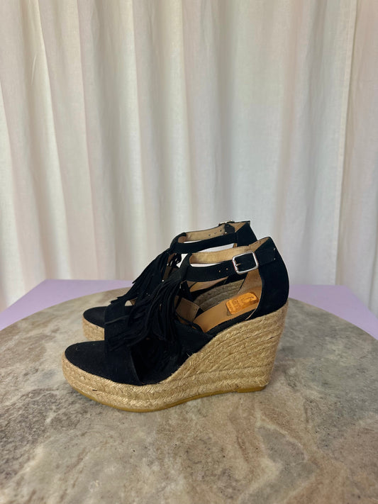 Sleehakken Kanna franjes zwart suede maat 37