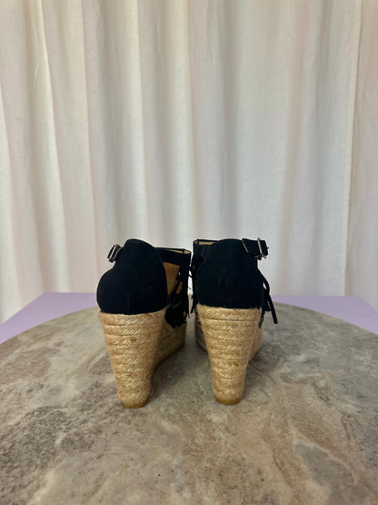 Sleehakken Kanna franjes zwart suede maat 37