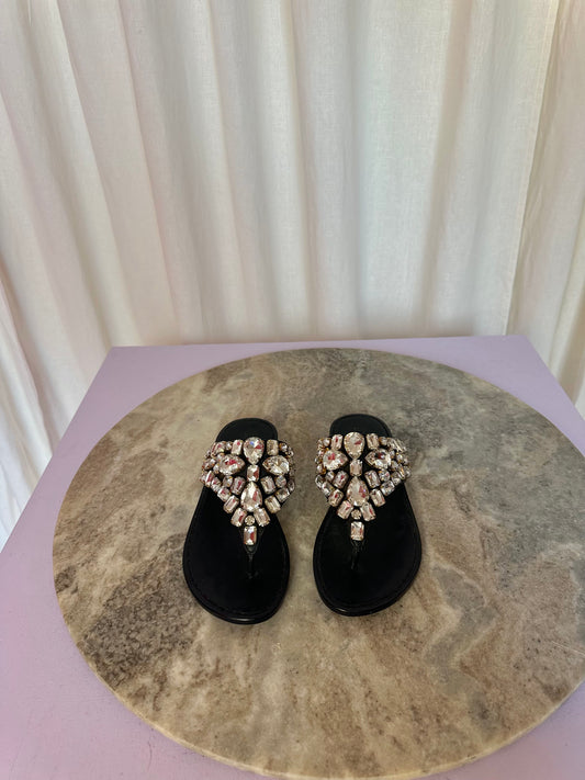 Slippers Dsquared2 strass zilver zwart maat 36
